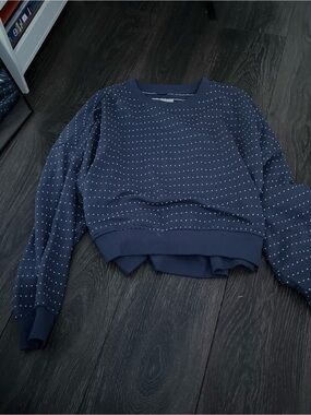 American Eagle Outfitters Navy Blue Crewneck Sweater with White Dot Print